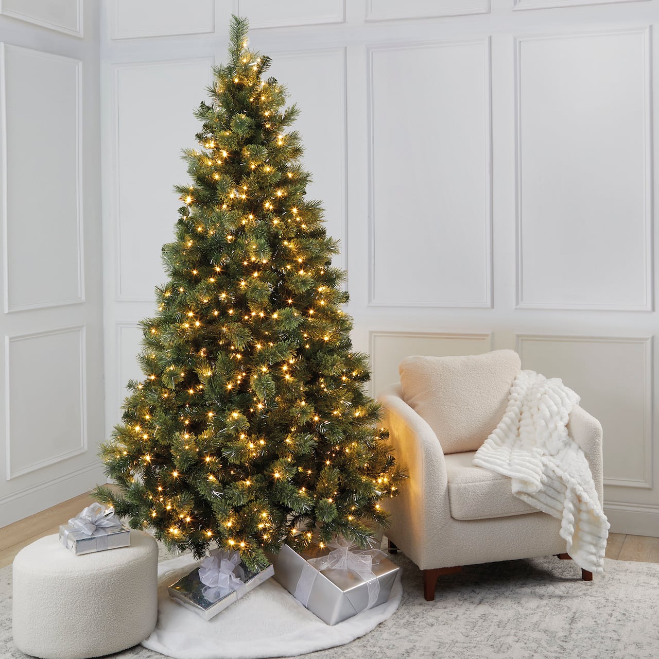 7ft. Pre-Lit Celebration Pine Artificial Christmas Tree, Warm White Mini LED Lights by Ashland®